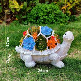 Outdoor Solar LED Turtle Light Succulents Planter Stand Garden Gnomes Statue Ornament Resin Home Terrace Accesorries Decorations