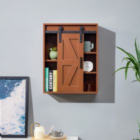 Wood wall-mounted storage cabinet; 5-layer toilet bathroom storage cabinet; multifunctional cabinet with adjustable door; chocolate brown