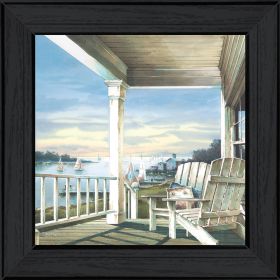 "Waiting on Sunset" By John Rossini, Printed Wall Art, Ready To Hang Framed Poster, Black Frame