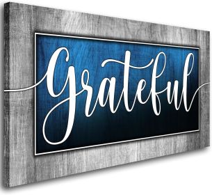 Inspirational Quotes Wall Art for Living Room|Grateful Signs for Home Decor|Grateful Wall Decor|Blue Family Canvas Print Poster Painting Picture Artwo