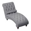 Modern Stylish Gray Color 1pc Chaise Button-Tufted Nailhead Trim w Bolster Pillow Comfortable Living Room Furniture Solid wood and Plywood Frame