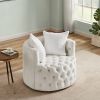 Modern Swivel Barrel Chair with 360¬∞ Rotating Base and 2 Pillows, Modern Velvet Reading Chair with Shell Chairs' Back, Swivel Chairs for Living Room,