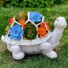 Outdoor Solar LED Turtle Light Succulents Planter Stand Garden Gnomes Statue Ornament Resin Home Terrace Accesorries Decorations