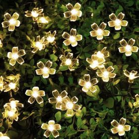 Solar Sakura Small Lantern String Light Outdoor Waterproof Courtyard Arrangement (Option: Warm White-Solar 6.5meters 30lights)