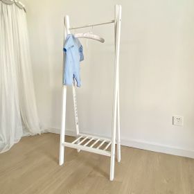 Children's Solid Wood Hangers Household Drying Racks Floor-to-ceiling (Color: White)