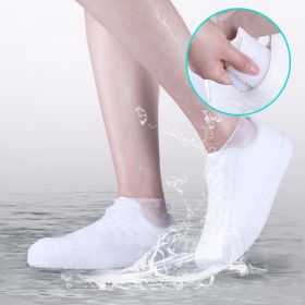 Vintage Rubber Boots Reusable Latex Waterproof Rain Shoes Cover Non-Slip Silicone Overshoes Boot Covers Unisex Shoes Accessories (Option: White-L)