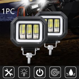 Fog Light With Aperture Angel Eye Motorcycle Spotlight Off-road Vehicle (Option: Red-Square-1PC)