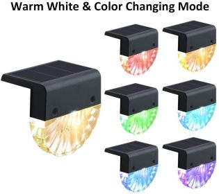 LED Acrylic Shell Solar RGB Color Warm White Stair Light Outdoor Garden Courtyard (Option: Black-4PCS)