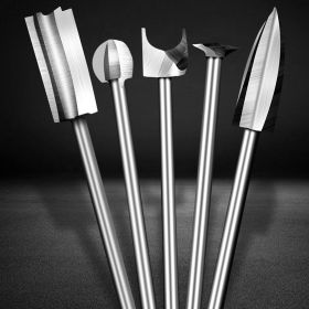 Woodworking Carving Knife Electric Root Carving Grinding Head (Option: Silver-3x6 fivepiece set)