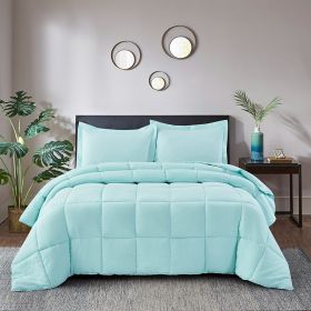 Aqua 3 Piece Microfiber Reversible Comforter Set (size: queen)