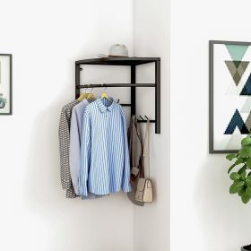 Punch-free Triangle Household Corner Coat Rack Wall Hanging (Option: Black Type A)