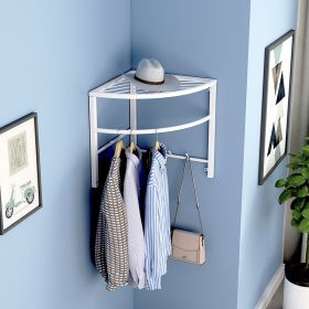Punch-free Triangle Household Corner Coat Rack Wall Hanging (Option: White A Style)