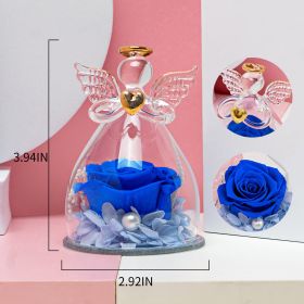 1pc; Birthday Gifts For Women; Preserved Rose In Angel Glass; Mom Grandma Gifts On Mother's Day; Valentine's Day; Wedding; Thanksgiving; Christmas; Ho (Color: Blue)