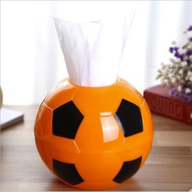 Football Shape Tissue Holder Creative Round Roll Tissue Holder Paper Pumping Box Tissue Box Paper Pot for Home Office Car (Color: Orange)