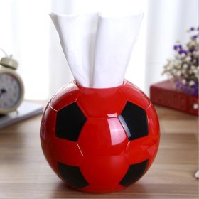 Football Shape Tissue Holder Creative Round Roll Tissue Holder Paper Pumping Box Tissue Box Paper Pot for Home Office Car (Color: Red)
