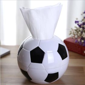 Football Shape Tissue Holder Creative Round Roll Tissue Holder Paper Pumping Box Tissue Box Paper Pot for Home Office Car (Color: White)