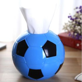 Football Shape Tissue Holder Creative Round Roll Tissue Holder Paper Pumping Box Tissue Box Paper Pot for Home Office Car (Color: Blue)
