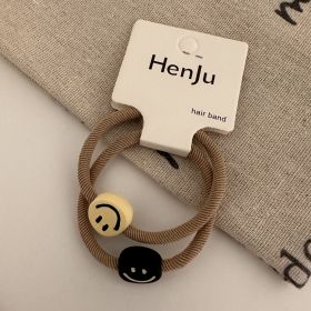 Spring Milk Coffee Color Cartoon Smiley Face Hair Band Cute Girl Heart Little Flower (Option: Smiling Face)